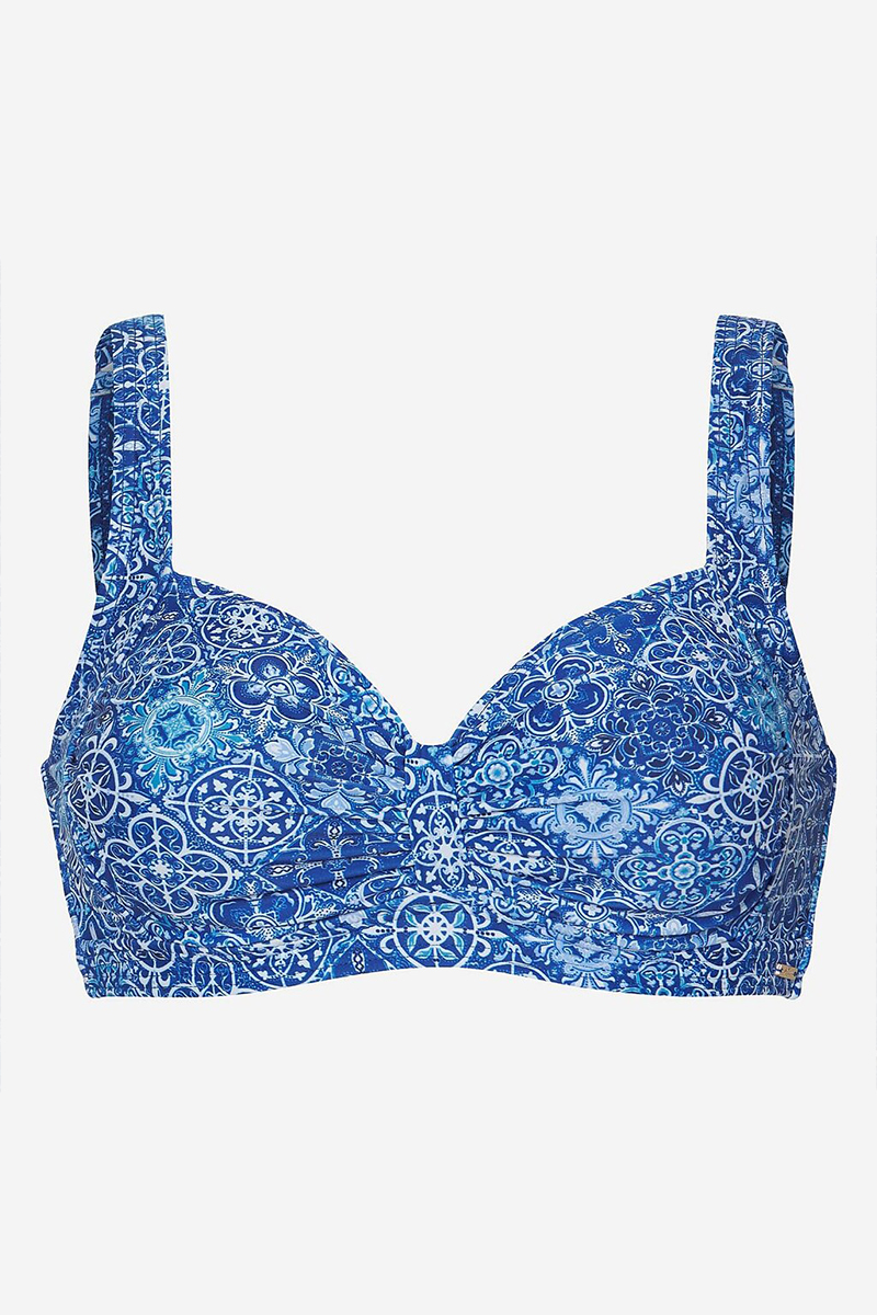 Happy Sizes Bikini-top με print σε μπλε χρώμα 618572-Μπλε