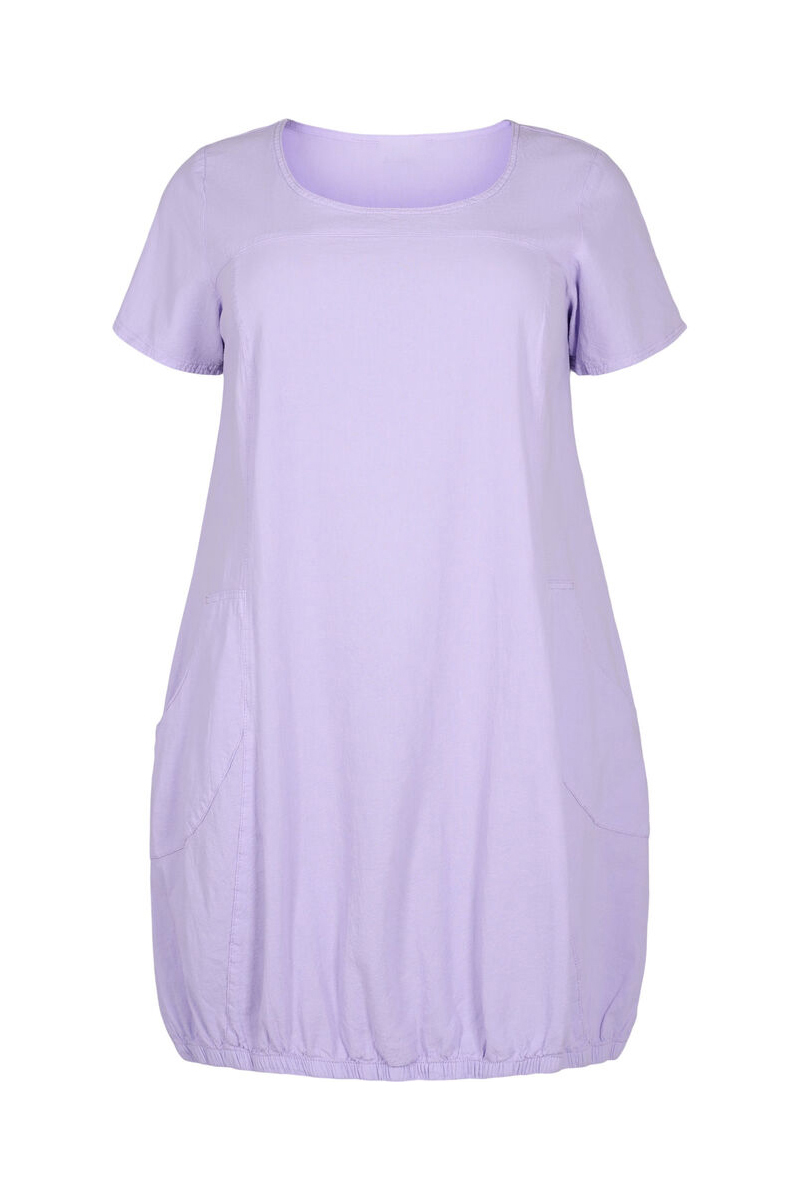 Happy Sizes Cotton balloon φόρεμα με τσέπες σε λιλά χρώμα 80000-Λιλά