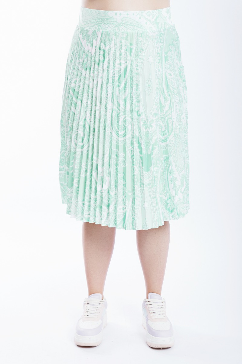 Happy Sizes Midi πλισέ φούστα με print σε πράσινο χρώμα 1423.6185-Πράσινο