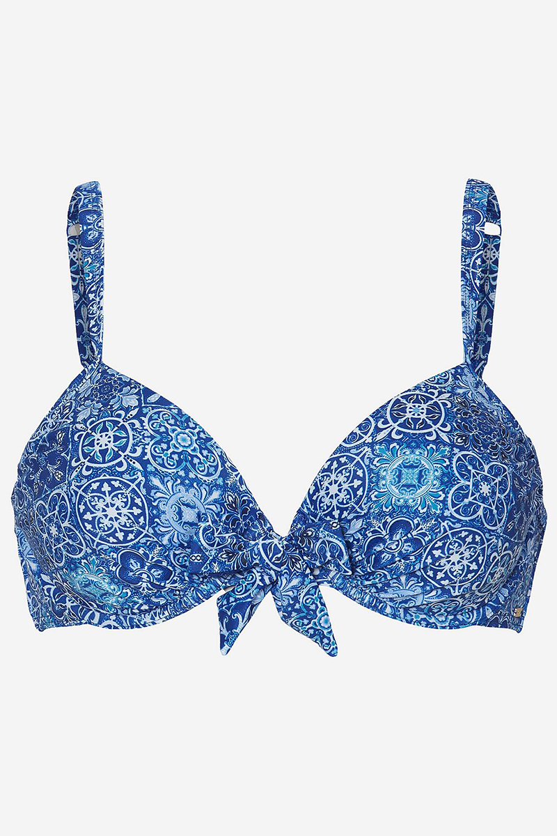 Happy Sizes Bikini-top με print και δέσιμο σε μπλε χρώμα 618575-Μπλε