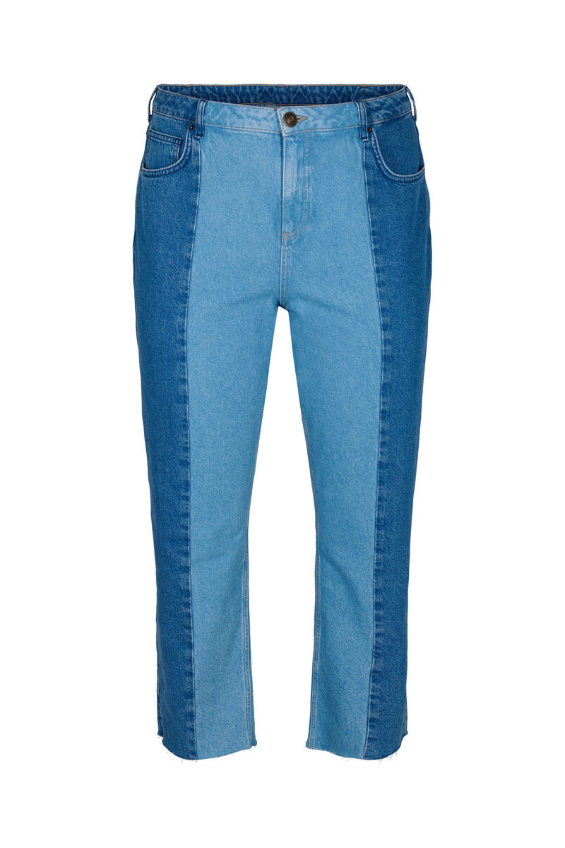 Happy Sizes Jean Παντελόνι 7/8 δίχρωμο σε denim blue χρώμα 10977-Denim Blue