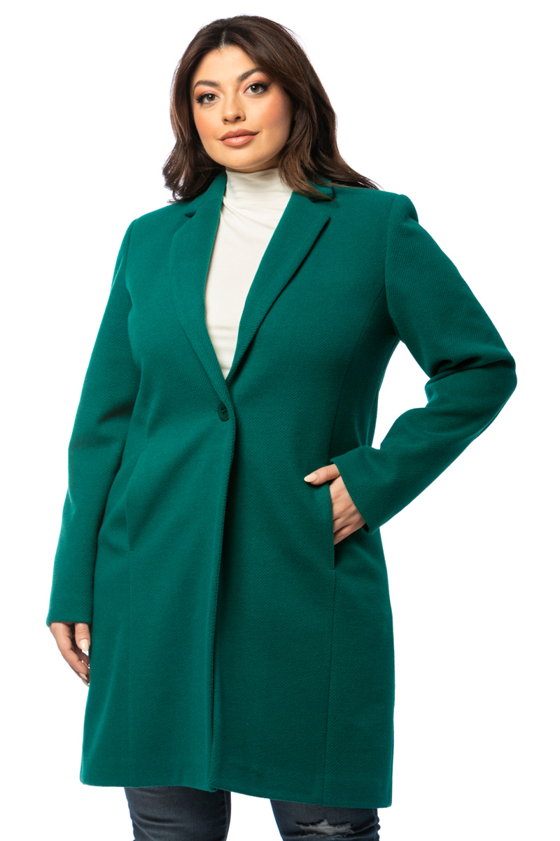 Happy Sizes Παλτοζακέτα μακριά με τσέπες σε πράσινο χρώμα 14223.7307-Πράσινο