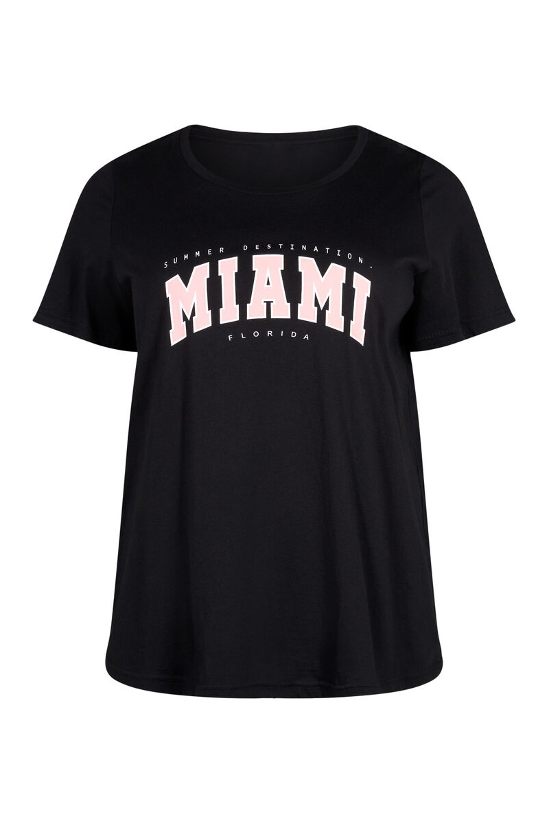 Happy Sizes T-shirt μπλούζα με τύπωμα ‘Miami’ σε μαύρο χρώμα 50228/3-Μαύρο