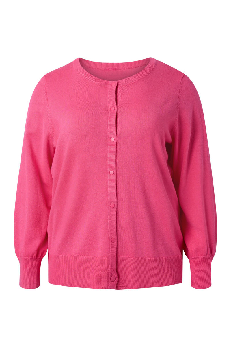 Happy Sizes Πλεκτή ζακέτα με κουμπιά σε ροζ χρώμα 61099/3-Ροζ