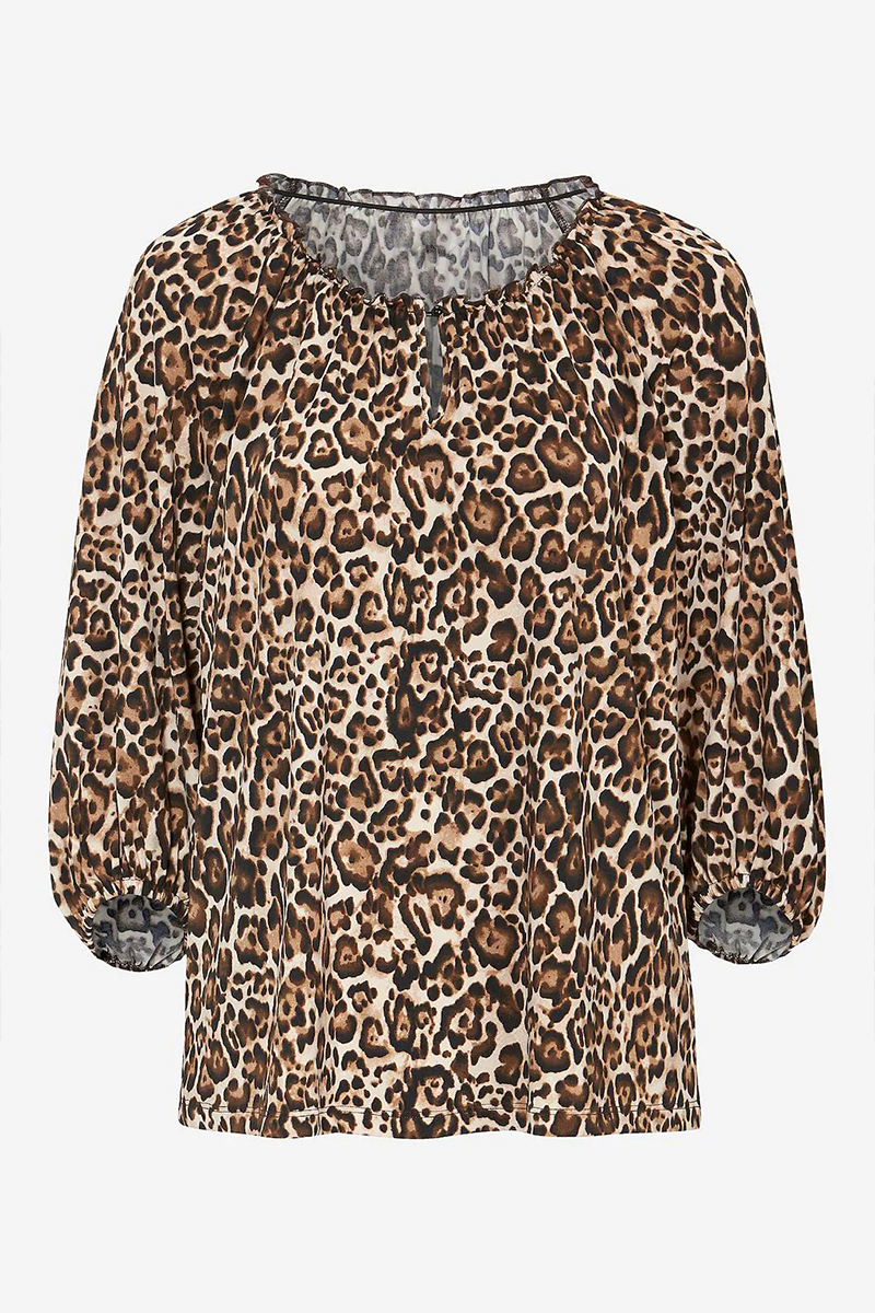 Happy Sizes Leopard μπλούζα με 3/4 μανίκια με λάστιχο 618248-Leopard