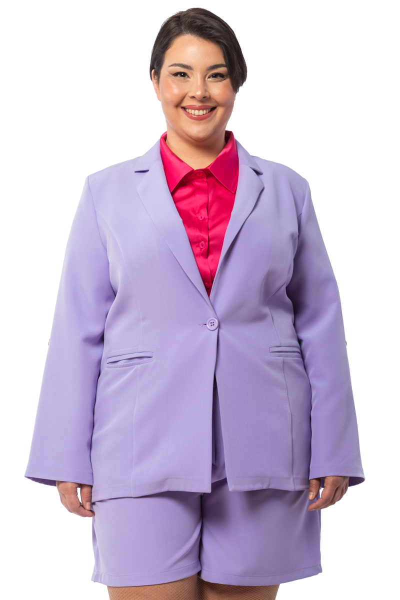Happy Sizes Κρεπ σακάκι αφοδράριστο με κουμπί σε λιλά χρώμα 1422.3087-Λιλά