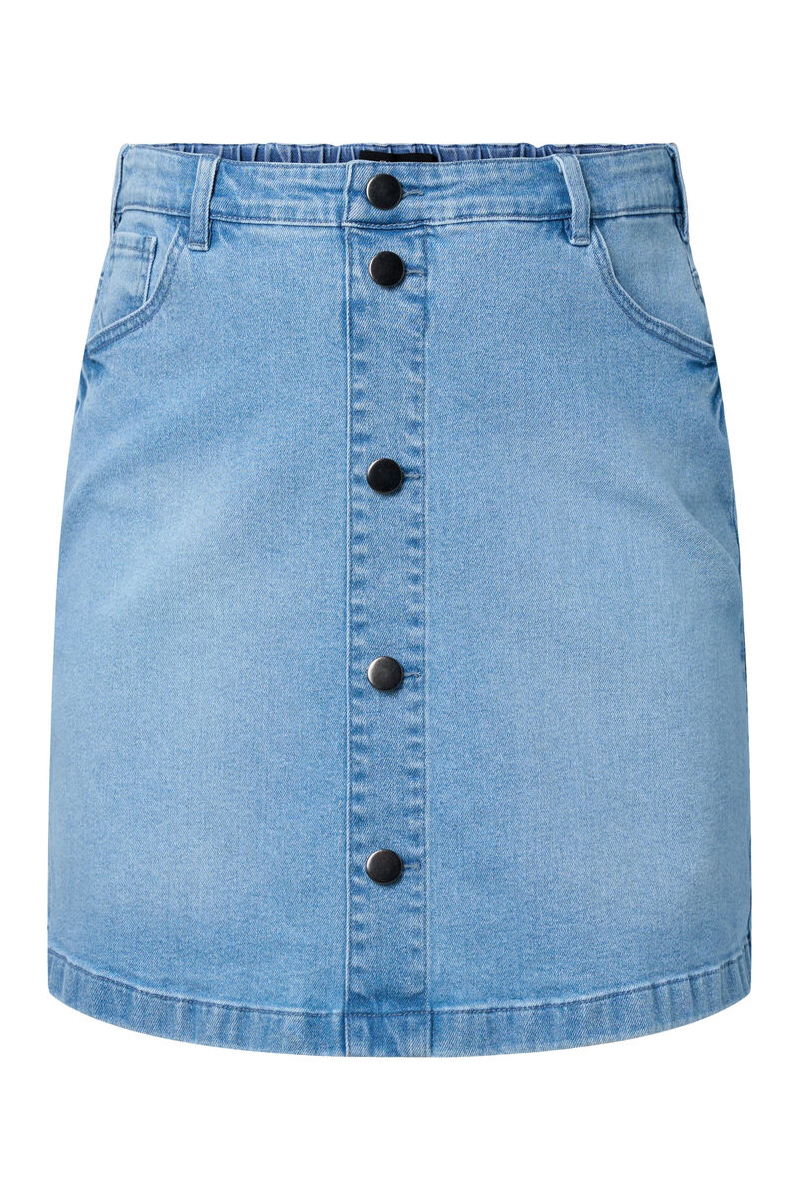 Happy Sizes Mini jean φούστα με κουμπιά σε denim light blue χρώμα 10959-Denim Light Blue