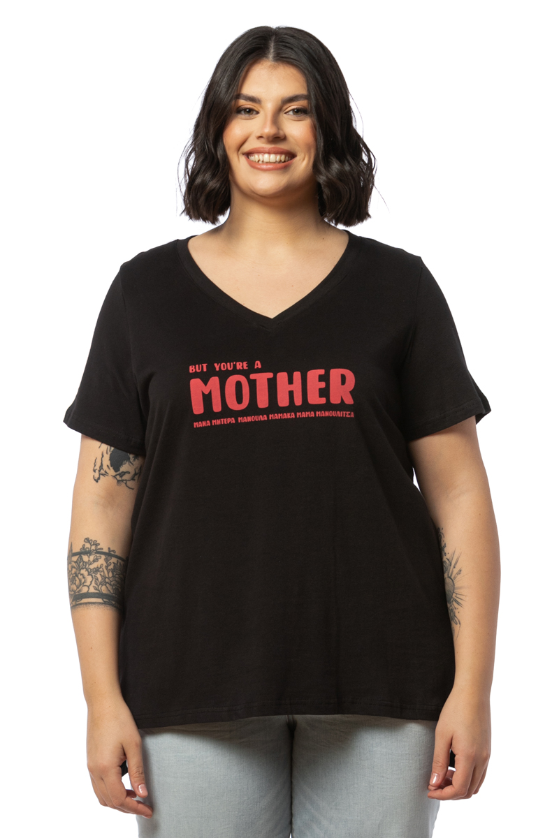 Happy Sizes T-shirt με τύπωμα “mother” σε μαύρο χρώμα 1423.8428-Μαύρο