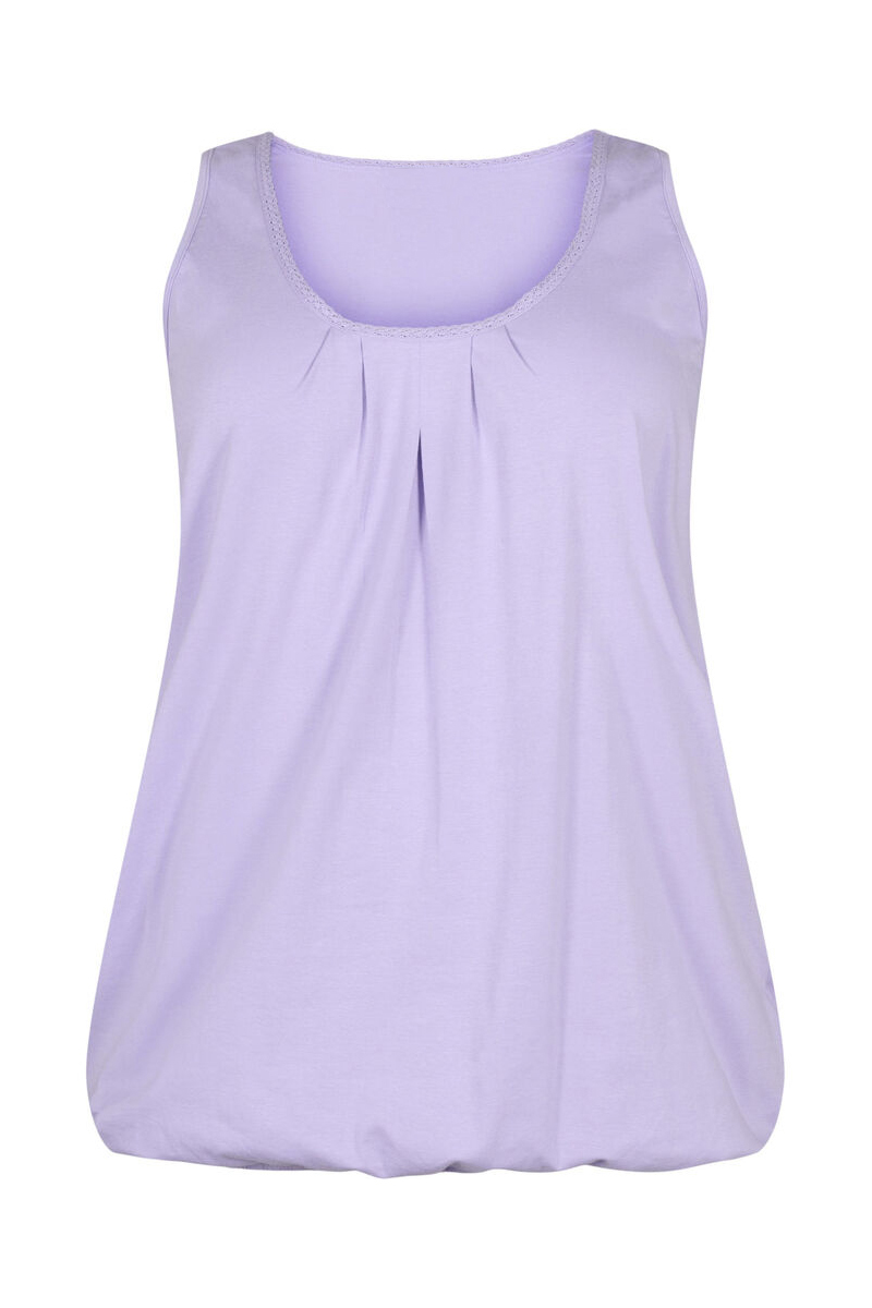 Happy Sizes Αμάνικη ελαστική μπλούζα με πιέτες σε λιλά χρώμα 50036/5-Λιλά