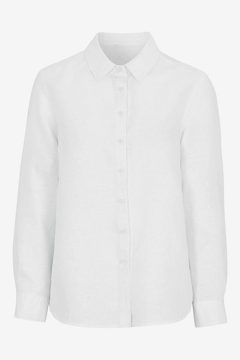 Happy Sizes Λινό πουκάμισο σε λευκό χρώμα 616618-Λευκό