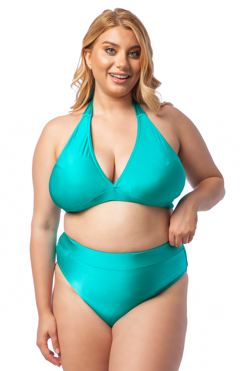 Happy Sizes Bikini-top με δέσιμο στο λαιμό σε τυρκουάζ χρώμα 1423.0562-Τυρκουάζ