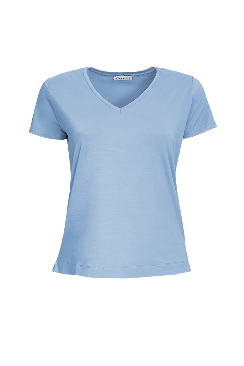 Happy Sizes T-shirt με V λαιμόκοψη σε ίντιγκο χρώμα 1423.8432-Ίντιγκο