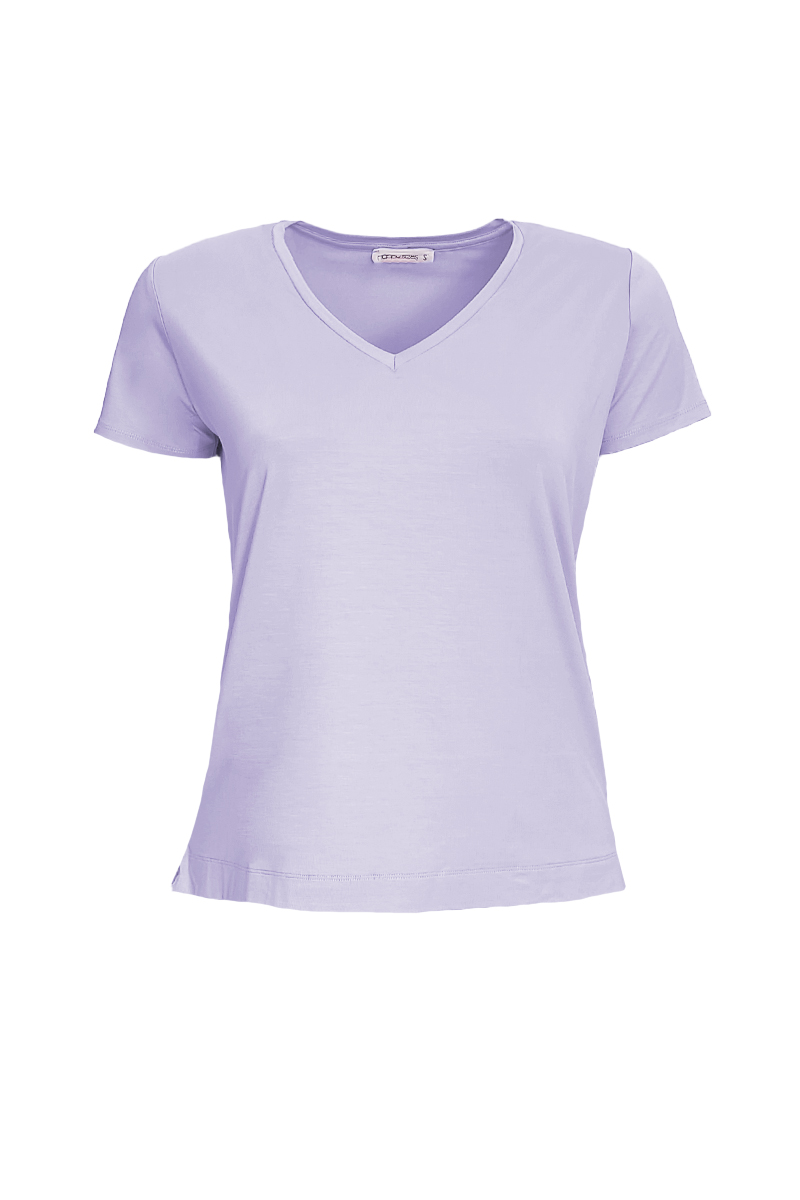 Happy Sizes T-shirt με V λαιμόκοψη σε λιλά χρώμα 1423.8432-Λιλά