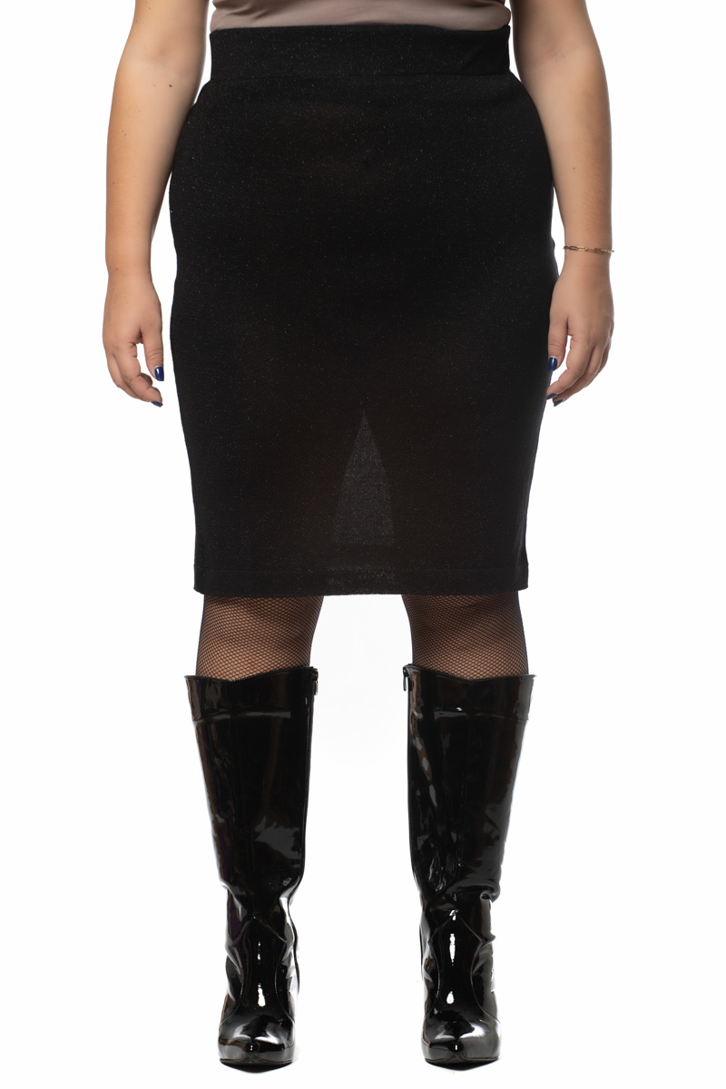 Happy Sizes Φούστα πλεκτή lurex σε μαύρο χρώμα 4122.66003-Μαύρο