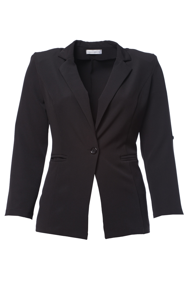 Happy Sizes Κρεπ σακάκι αφοδράριστο με κουμπιά σε μαύρο χρώμα 1422.3087-Μαύρο