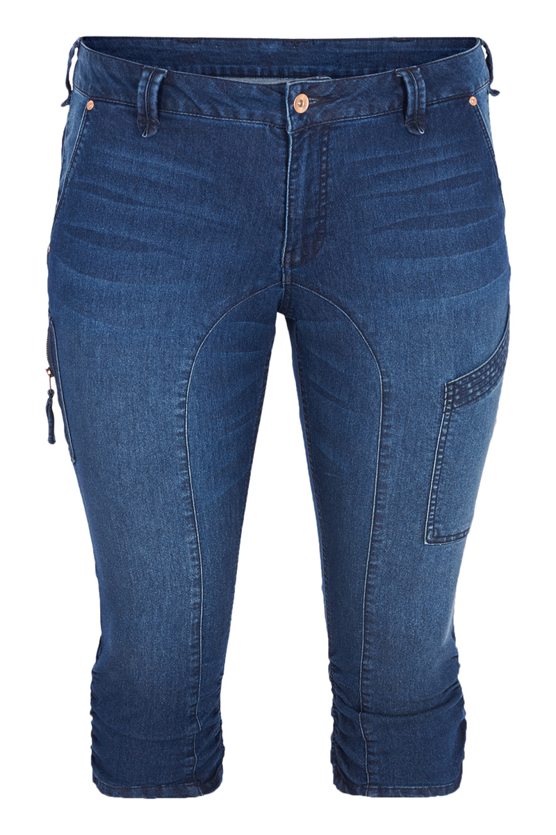 Happy Sizes Jean κάπρι παντελόνι σε dark denim blue χρώμα 10111/44-Dark Blue Denim