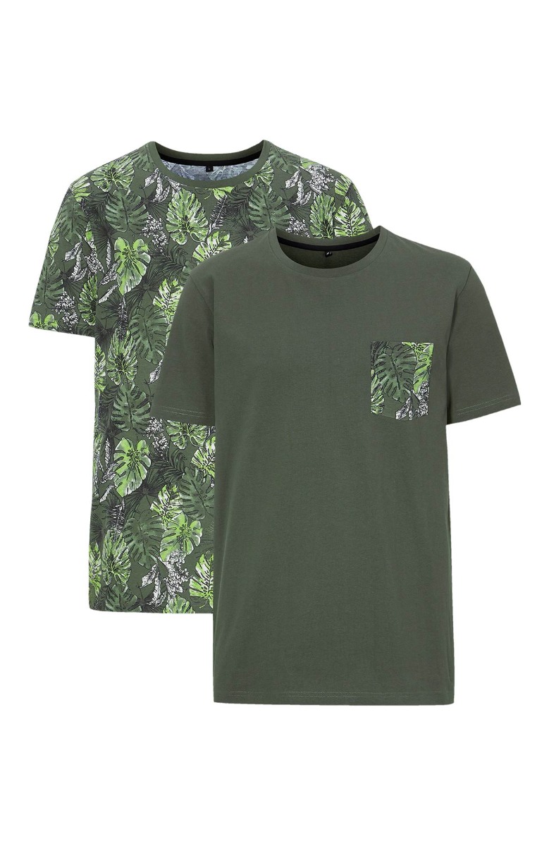 Happy Sizes T-shirt set (1 με print + 1 μονόχρωμο) σε χακί χρώμα 614863-Χακί