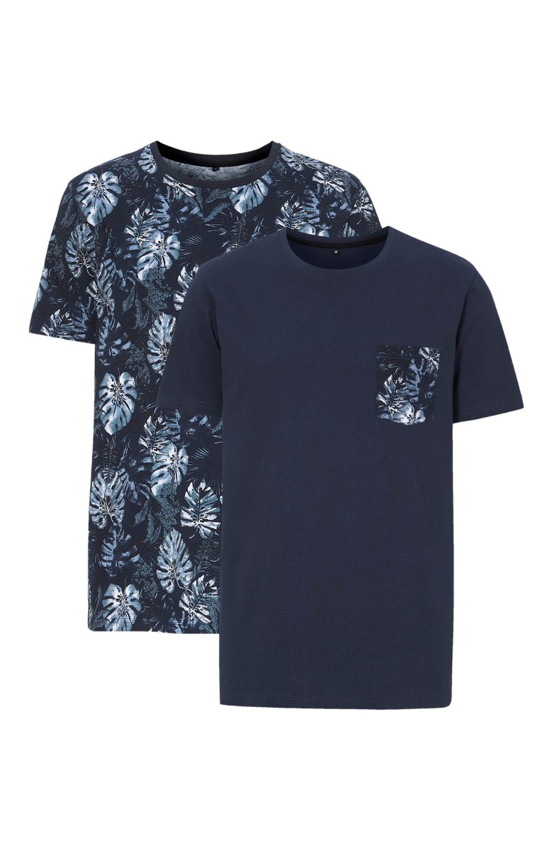 Happy Sizes T-shirt set (1 με print + 1 μονόχρωμο) σε μπλε σκούρο χρώμα 614863-Μπλε Σκούρο
