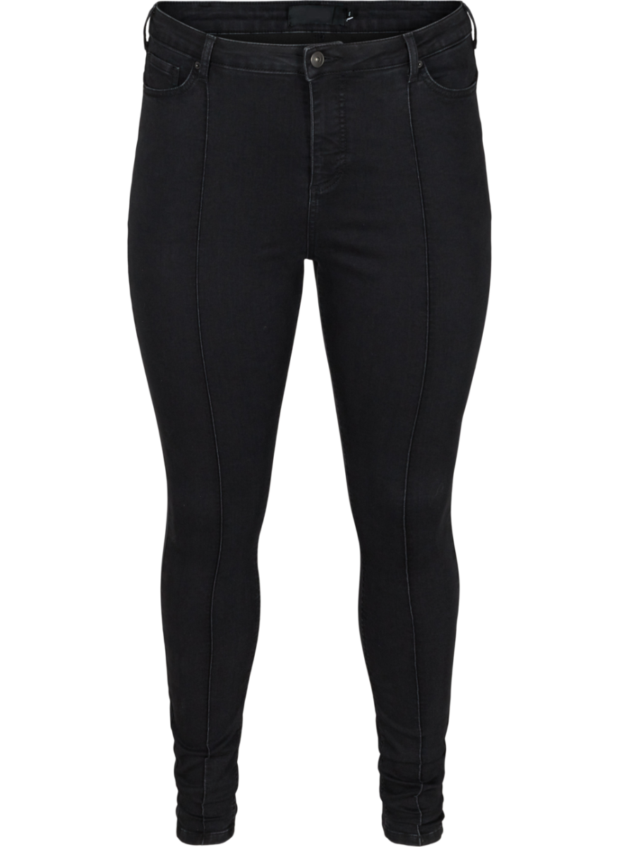Happy Sizes Jean παντελόνι με νερβίρ ραφή μπροστά σε denim black χρώμα 10819-Denim Black
