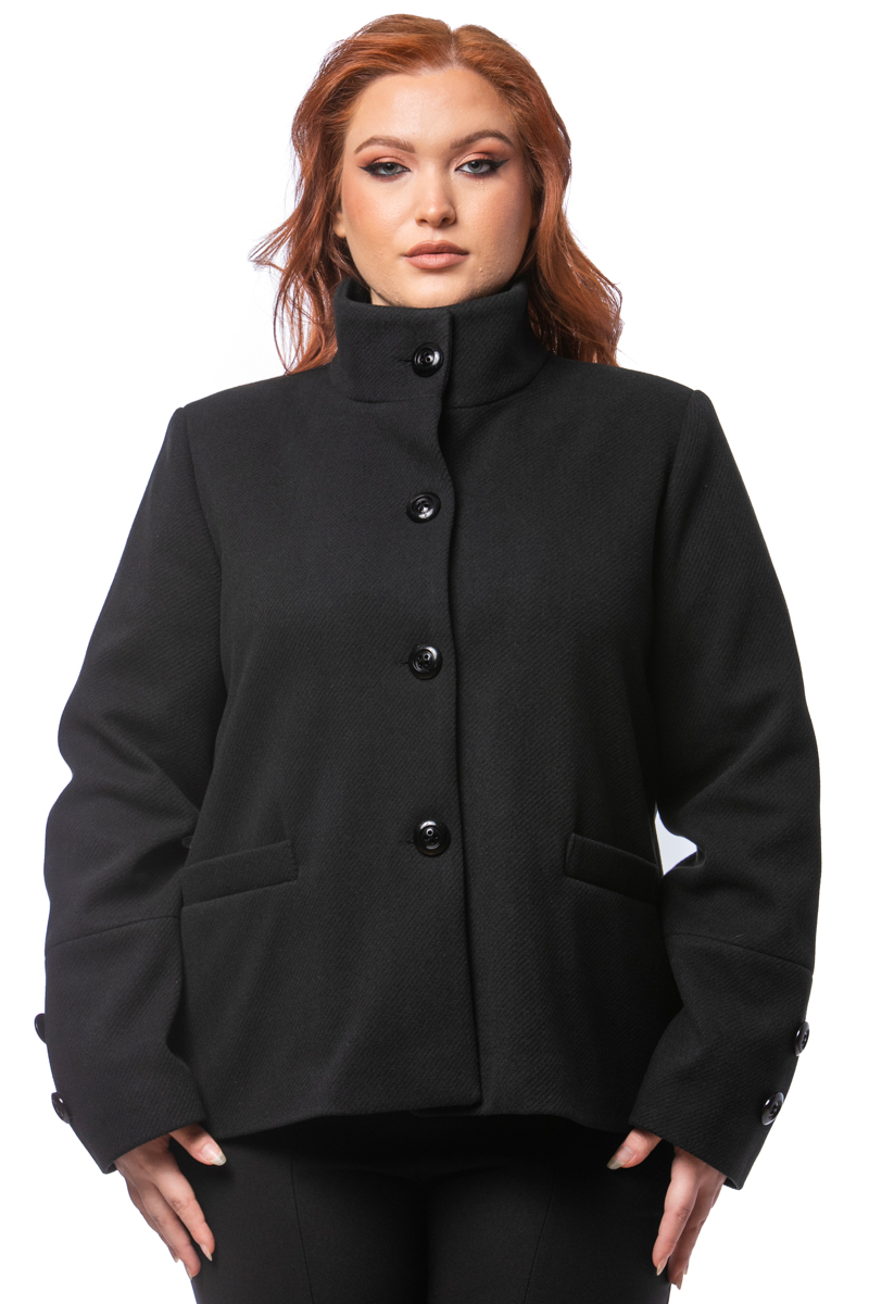 Happy Sizes Κοντή παλτοζακέτα με κουμπιά σε μαύρο χρώμα 14223.7308-Μαύρο