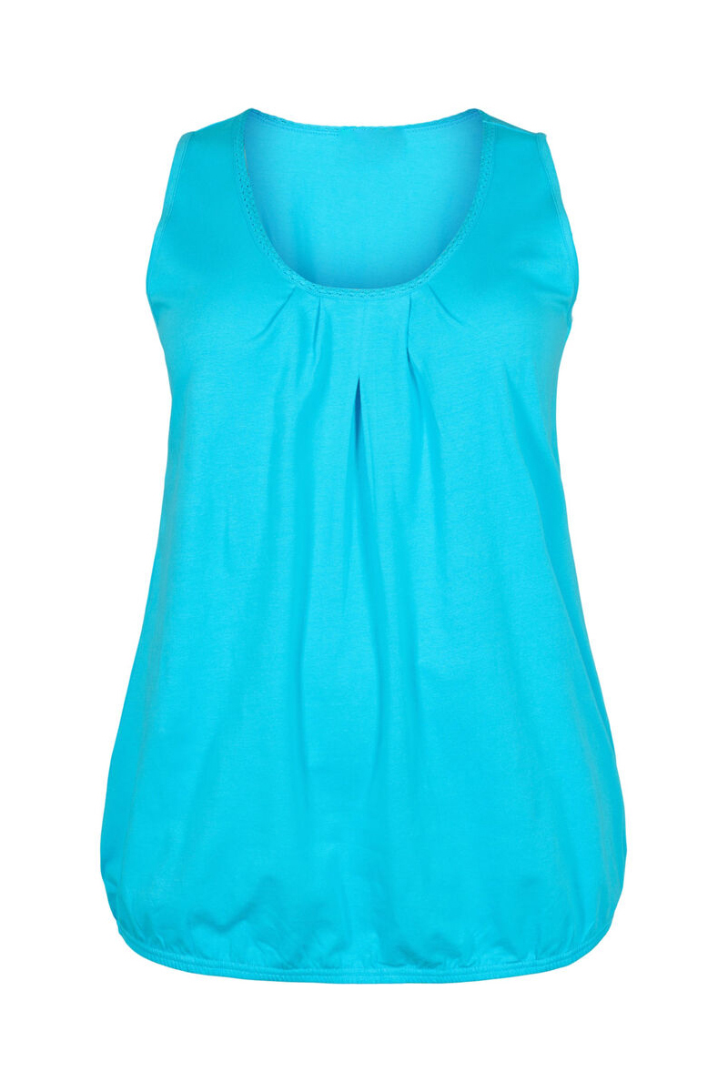 Happy Sizes Αμάνικη ελαστική μπλούζα με πιέτες σε τυρκουάζ χρώμα 50036/5-Τυρκουάζ