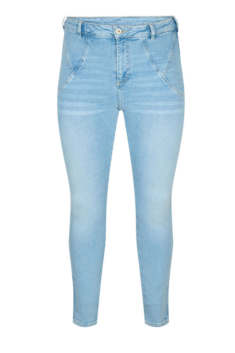 Happy Sizes Jean παντελόνι χωρίς τσέπες σε denim light blue χρώμα 10949-Denim Light Blue