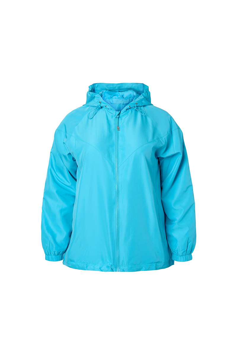 Happy Sizes Αντιανεμικό jacket με κουκούλα σε σιέλ χρώμα 52887-Σιέλ
