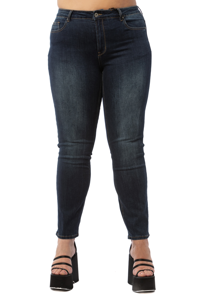 Happy Sizes Jean ίσιο παντελόνι σε denim blue χρώμα 1423.2505-Denim Blue