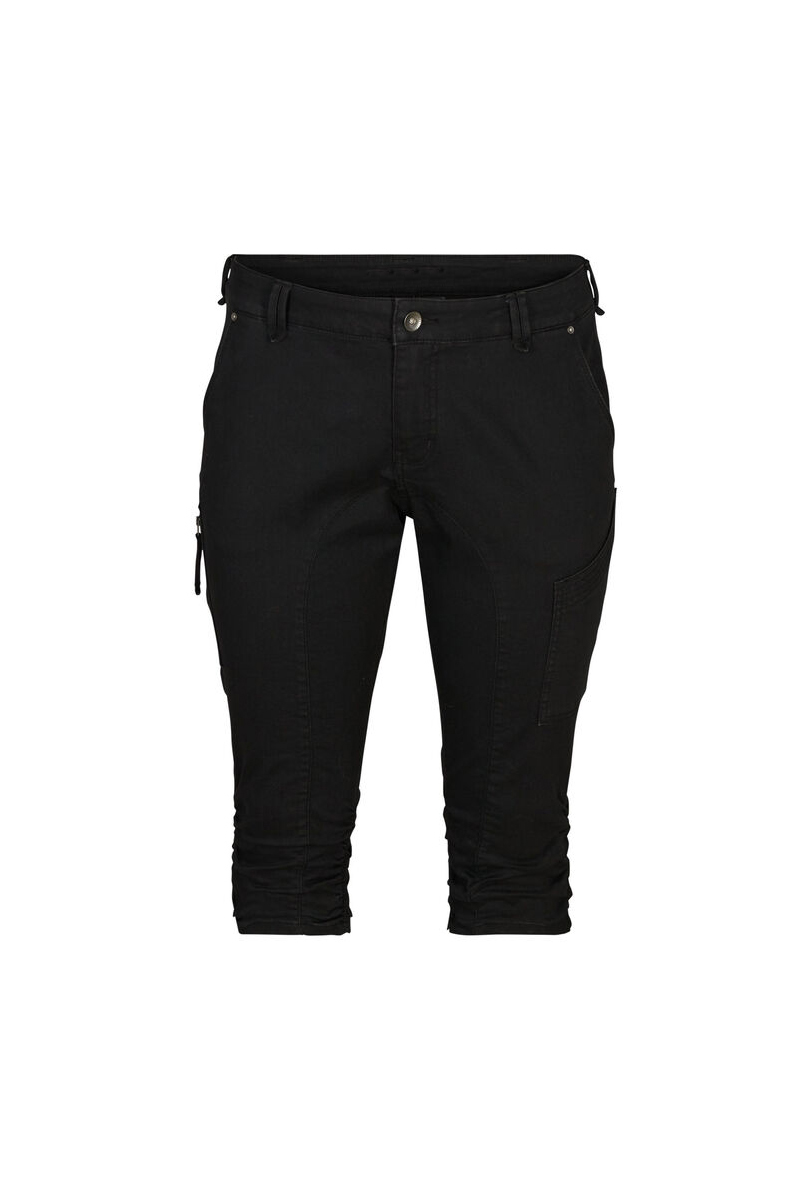 Happy Sizes Jean κάπρι παντελόνι σε denim black χρώμα 10111/44-Denim Black