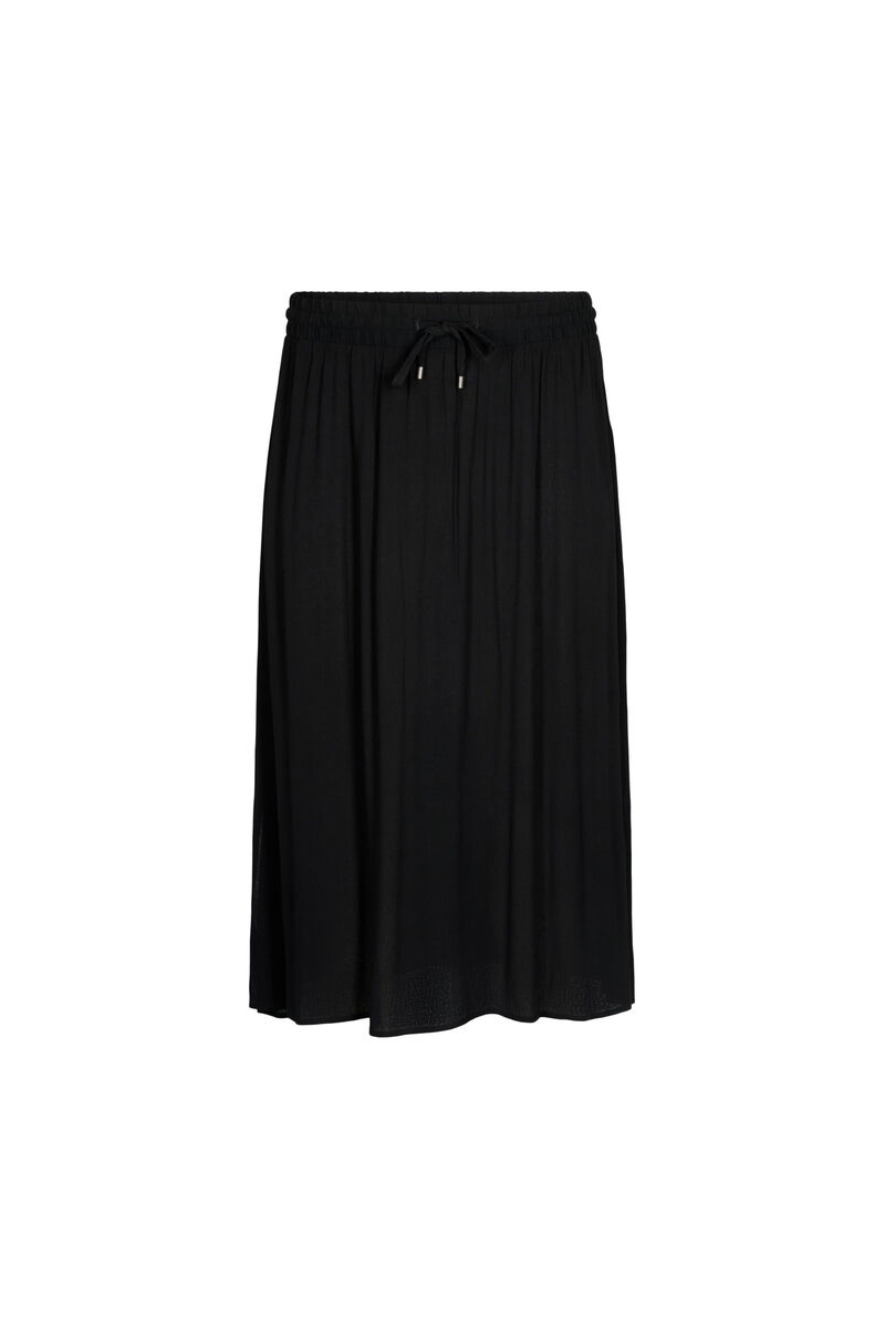 Happy Sizes Midi φούστα με δέσιμο στη μέση σε μαύρο χρώμα 00038/20-Μαύρο