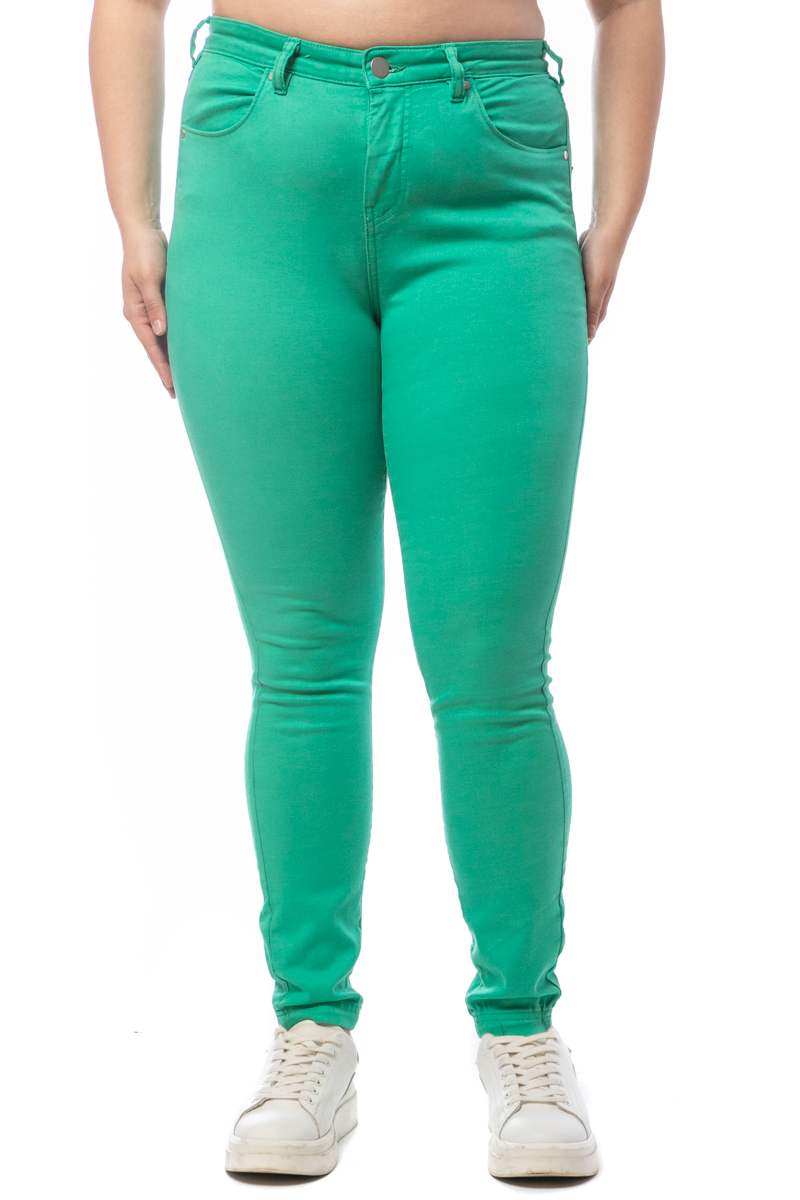 Happy Sizes Jean παντελόνι ψηλόμεσο slim σε πράσινο χρώμα 103050/4-Πράσινο
