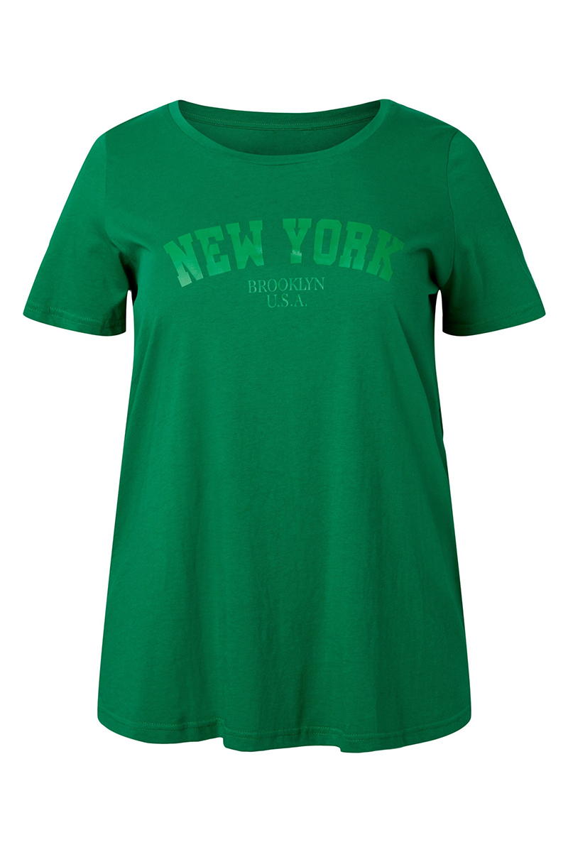 Happy Sizes T-shirt με τύπωμα ‘New York’ σε πράσινο χρώμα 50228/2-Πράσινο