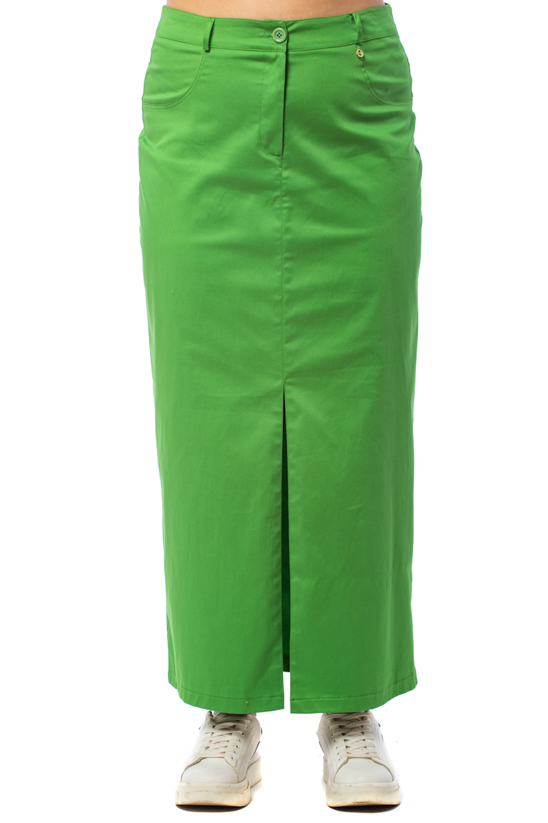 Happy Sizes Maxi φούστα καμπαρντίνα με άνοιγμα σε πράσινο χρώμα 1423.6194-Πράσινο