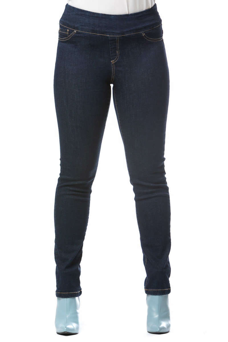Happy Sizes Jean παντελόνι με λάστιχο στην μπάσκα σε dark denim blue χρώμα 613239-Dark Blue Denim