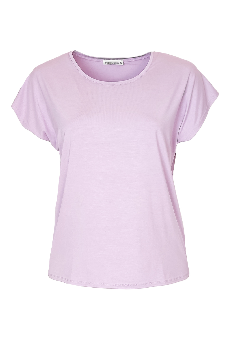 Happy Sizes T-shirt με στρογγυλή λαιμόκοψη σε λιλά χρώμα 1423.8433-Λιλά