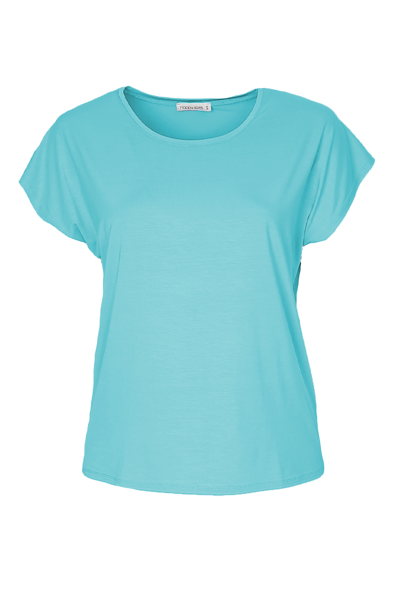 Happy Sizes T-shirt με στρογγυλή λαιμόκοψη σε τυρκουάζ χρώμα 1423.8433-Τυρκουάζ