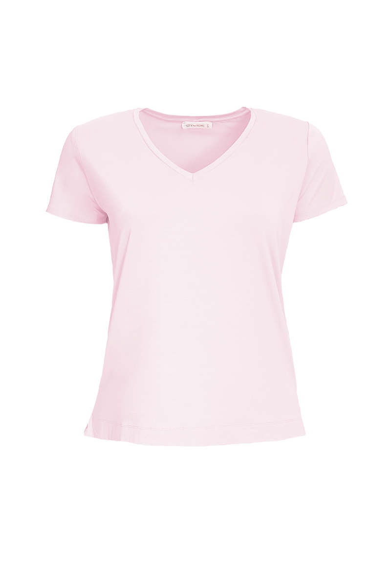 Happy Sizes T-shirt με V λαιμόκοψη σε ροζ χρώμα 1423.8432-Ροζ