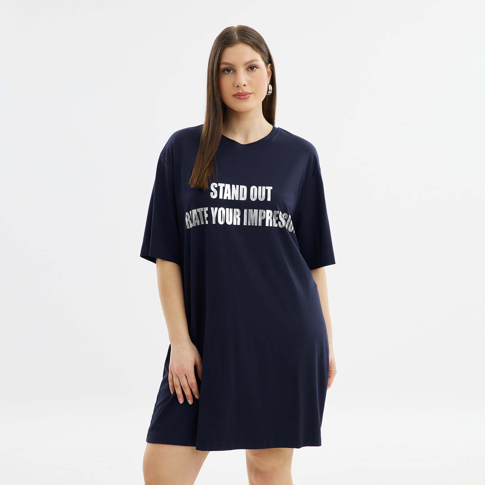 Φόρεμα t-shirt με metallic prints 8101.7191-blue