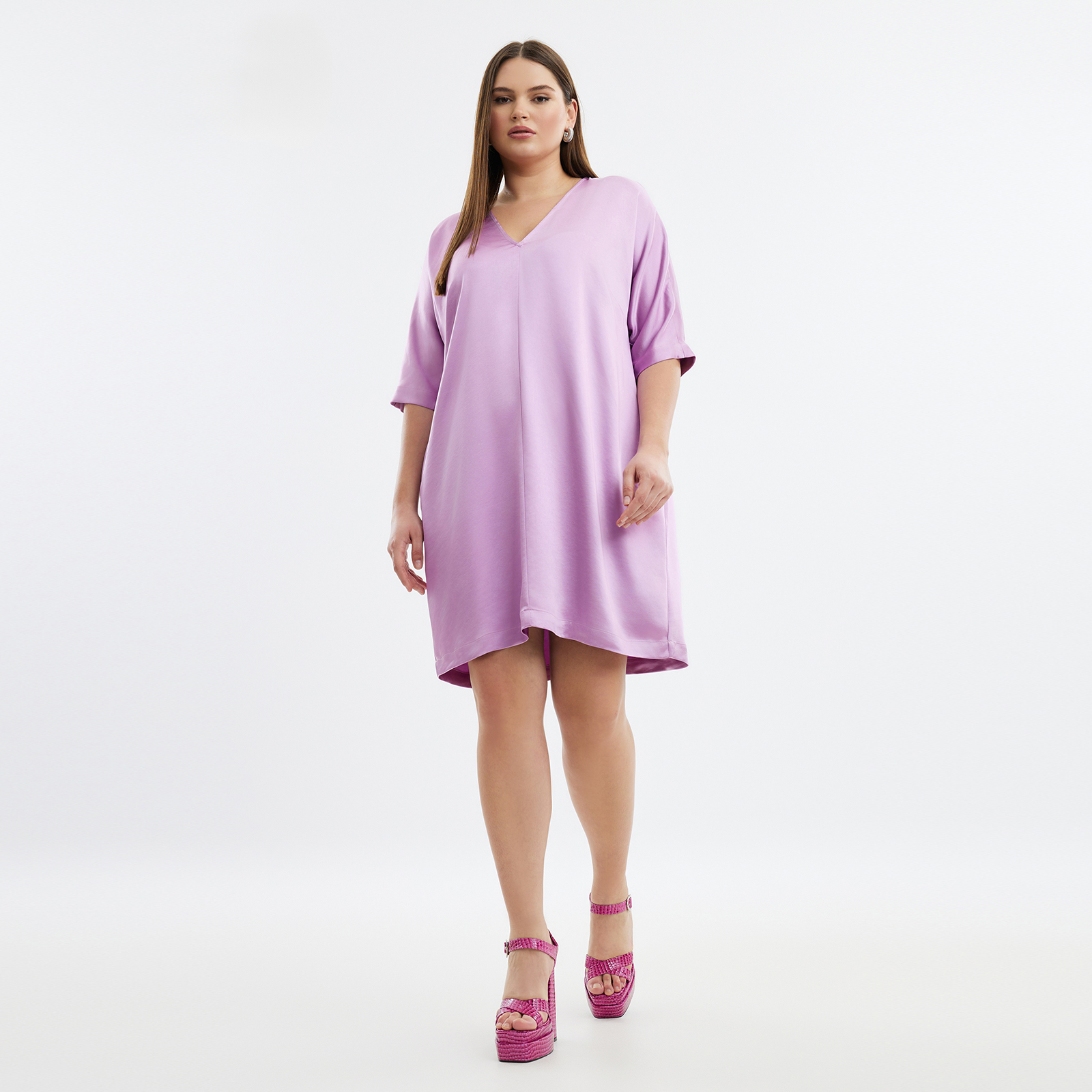 Φόρεμα V σατέν 8101.7192-pink