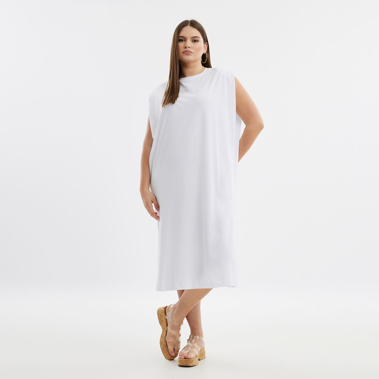 Φόρεμα βαμβακερό με βάτες 8101.7204-white