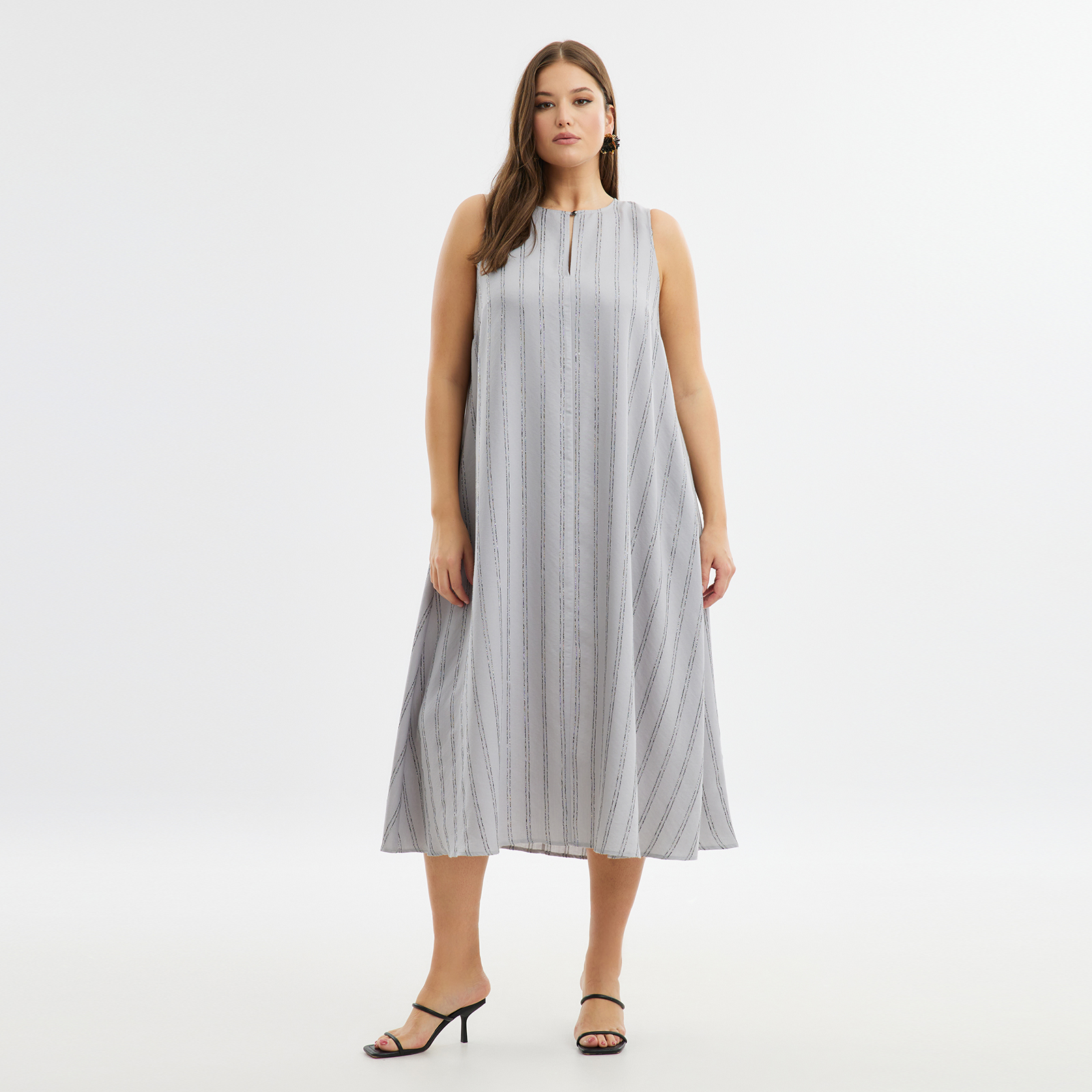 Φόρεμα αμάνικο βισκόζη ριγέ 8101.7213-grey