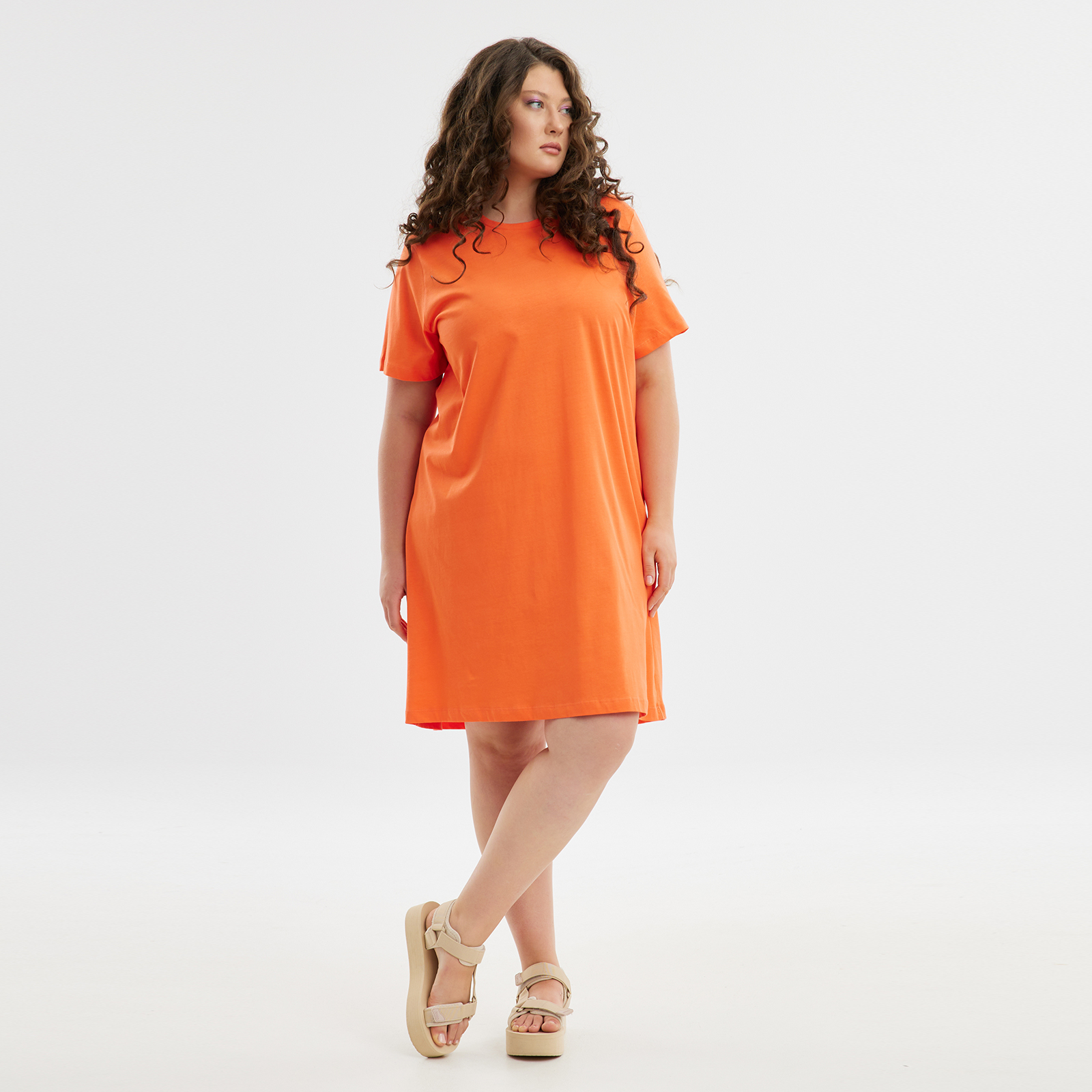 Φόρεμα βαμβακερό κοντομάνικο 8101.7245-orange