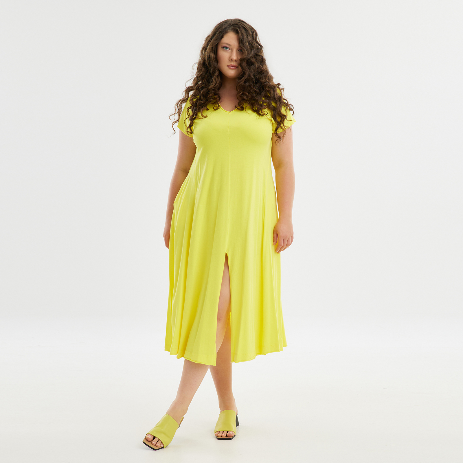 Φόρεμα βαμβακερό με άνοιγμα μπροστά 8101.7115-yellow